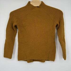 Madewell Women's Northfield Wool Blend Mock Neck Knit Ribbed Sweater Tan Small